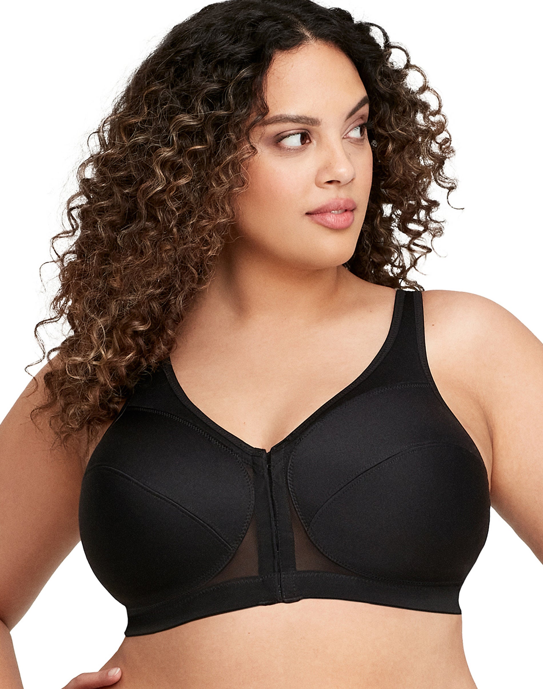 Glamorise Full Figure Plus Size MagicLift Front Close Posture Back Support Bra Black 48DD Women’s