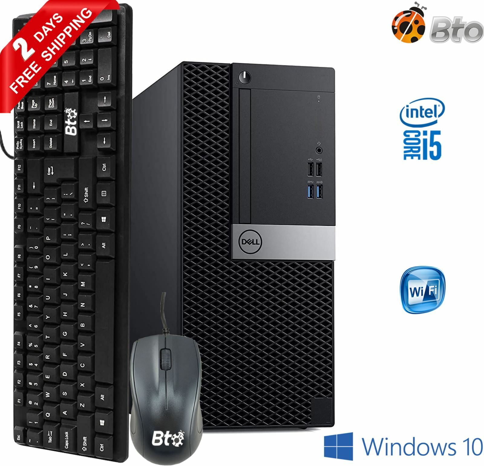 Dell 7040 Computer MT Intel Core i5 6th Gen. 16GB 1TB Wi-Fi Win10 Pro Desktop PC
