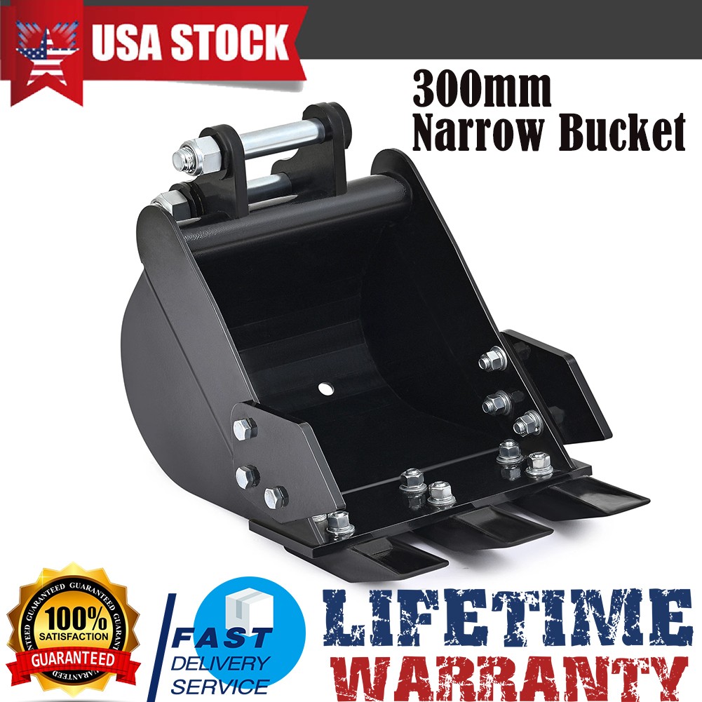 300mm Narrow Bucket Fits Mini Excavator Attachment with Teeth 12″ Trench Bucket
