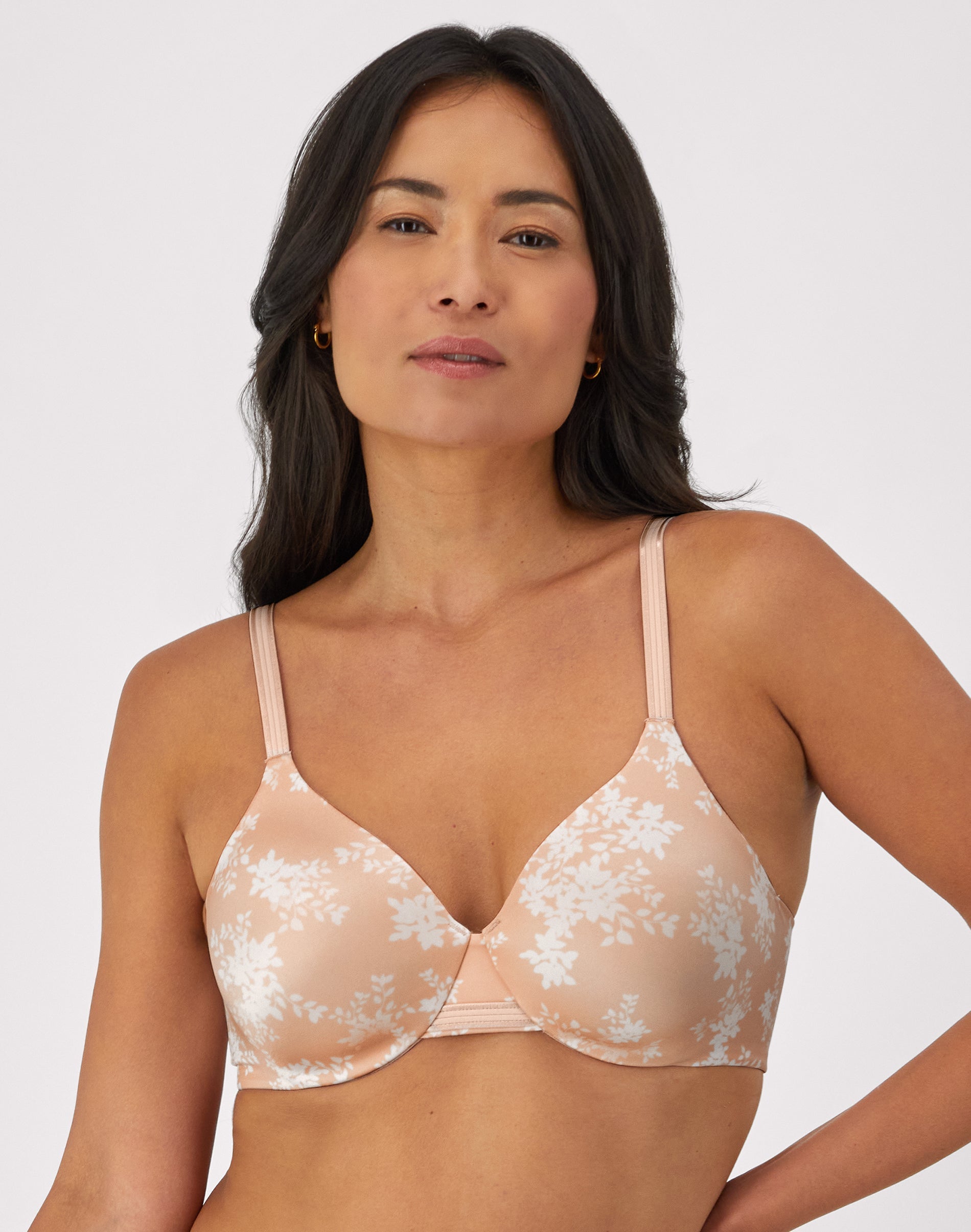 Bali One Smooth U Smoothing & Concealing Underwire Bra Sandshell/White Leaf Print 36DD Women’s