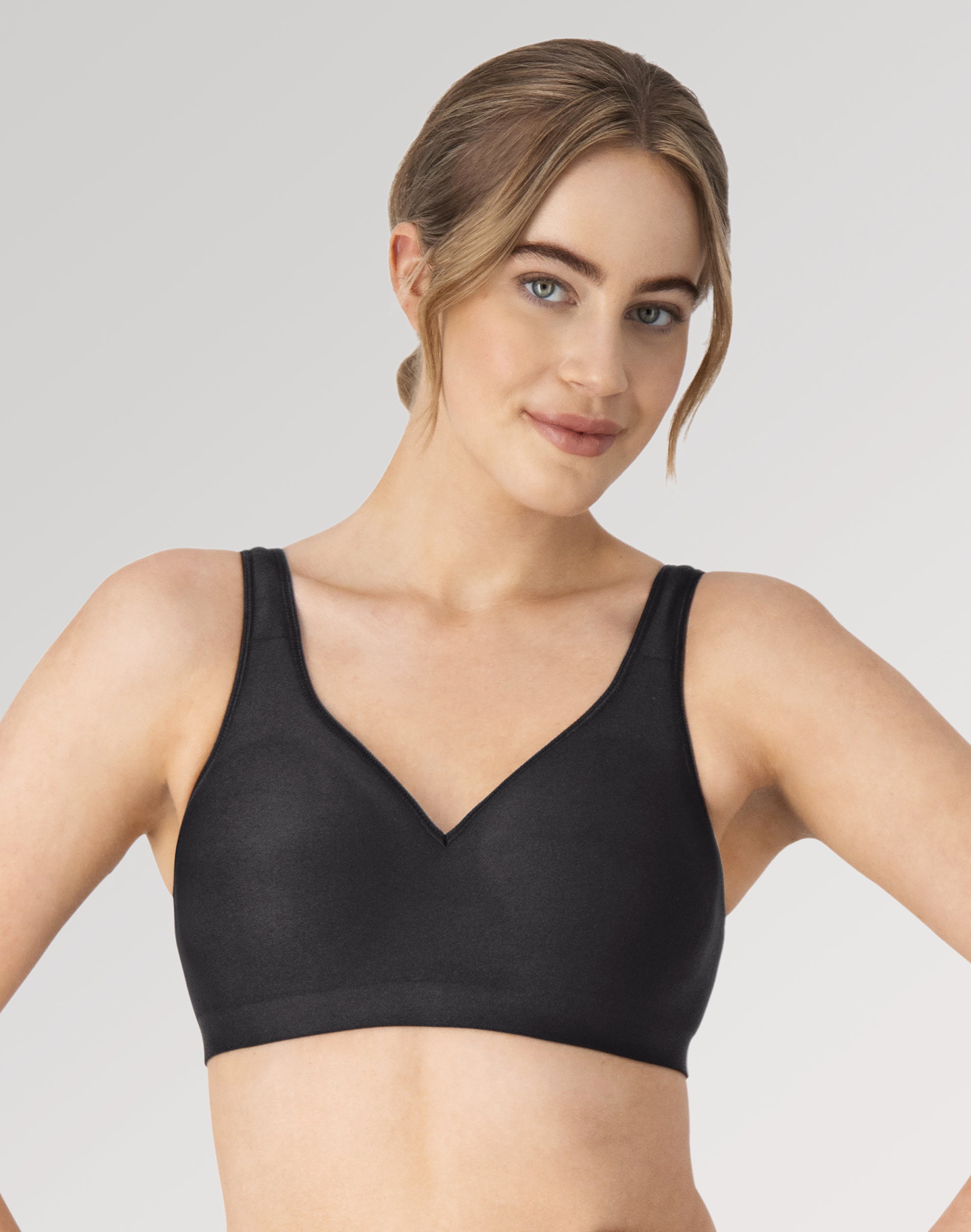 Hanes Comfort Evolution Women’s Wireless T-Shirt Bra with SmoothTec Band Black XL