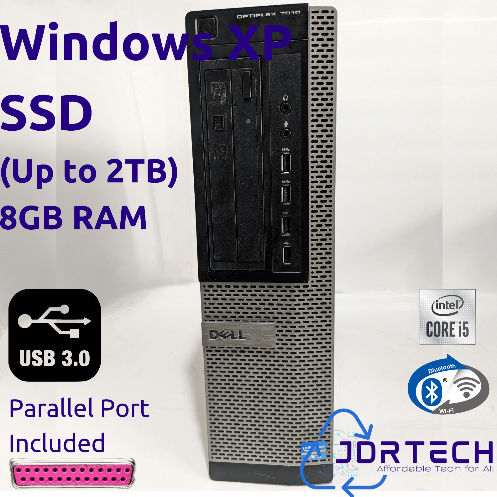 Retro Windows XP Pro Dell Optiplex 7010 DT Core i5 SSD 8GB WiFi DB25 USB3 LPT