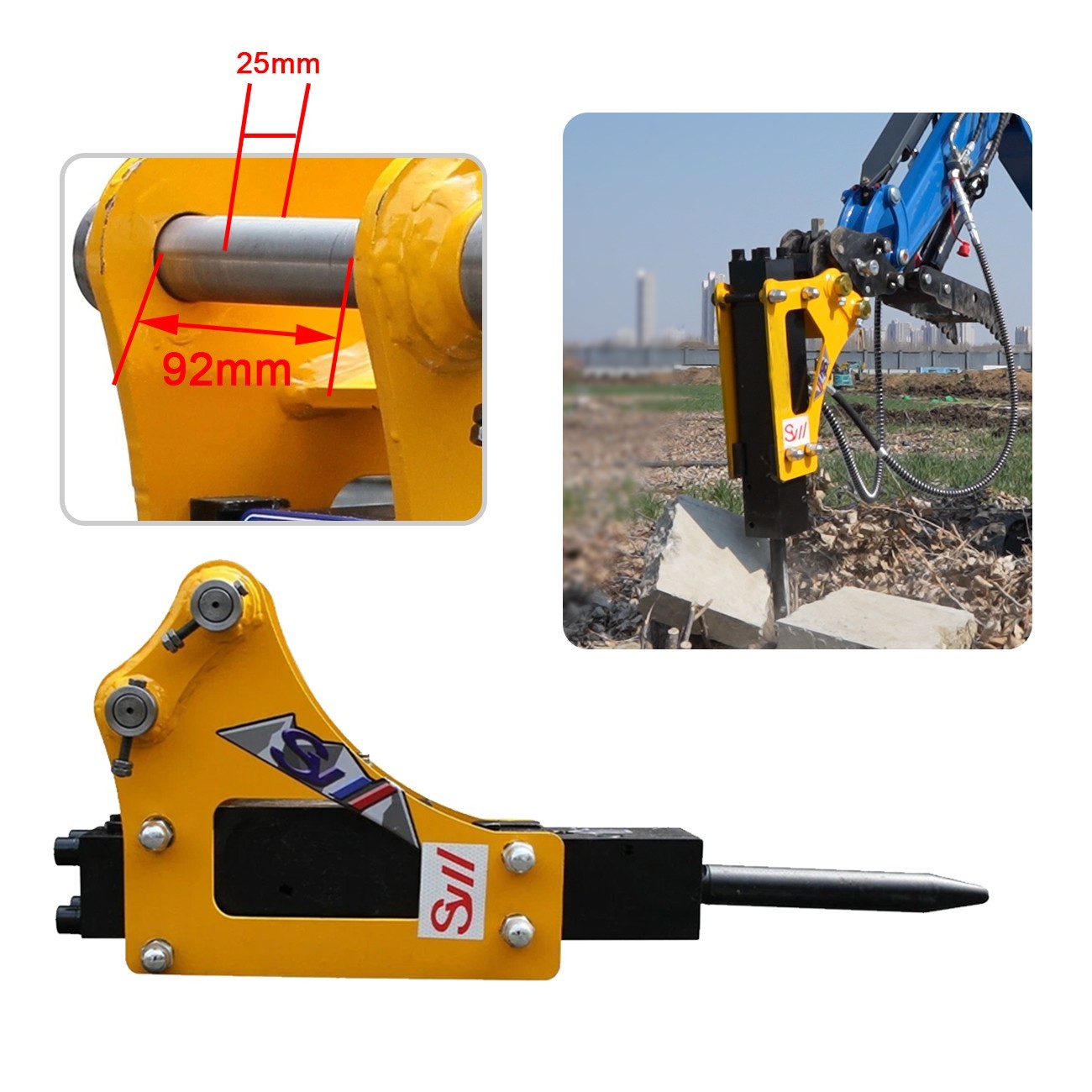 Hammer Breaker for 1Ton Mini Excavators Hydraulic Rock Breaker Attachment New