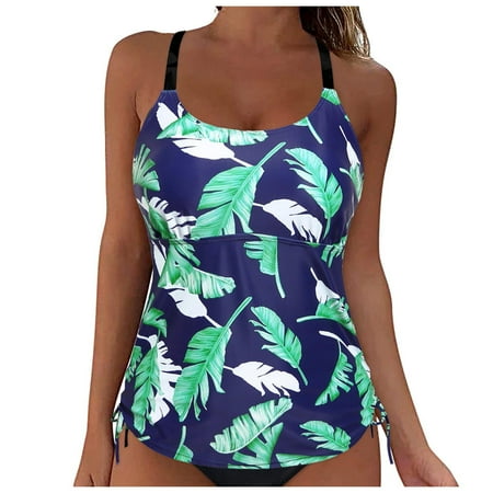 Akiihool Womens Tankini Tops Only Tummy Control Swim Tank Top Modest Swimsuit Top Bathing Suit Top No Bottom (Green,L)