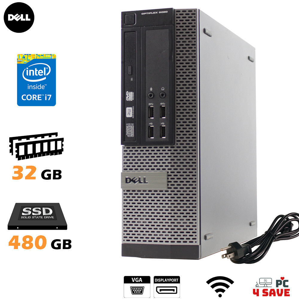 Dell OptiPlex 9020 Desktop PC i7-4770 CPU / 32GB Memory / 480GB SSD WiFi NO COA