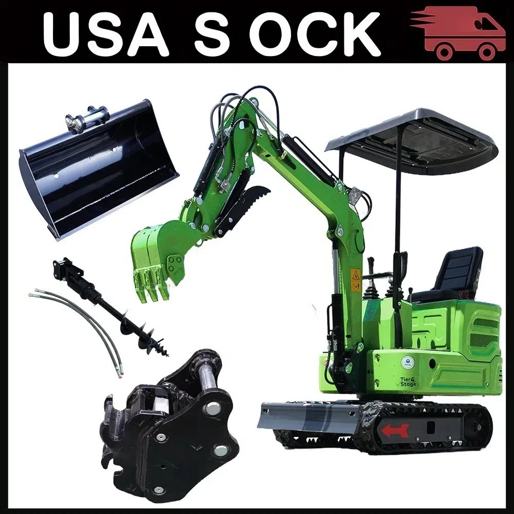 Mini Excavator with Quick Change Hitch + 200mm Auger Drill + 600mm Mud Bucket