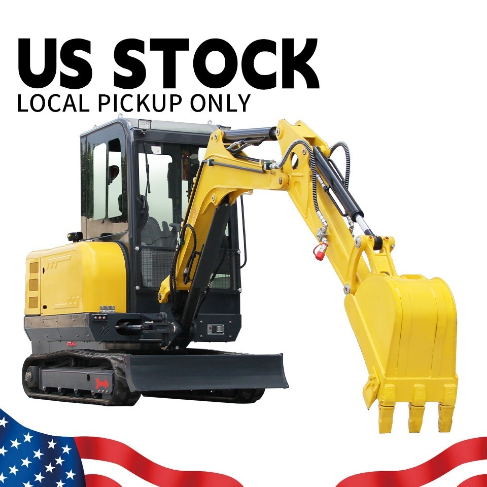 NEW 3.5T Mini Excavator w/ Hydraulic Thumb, 25HP Kubota Diesel, US Stock