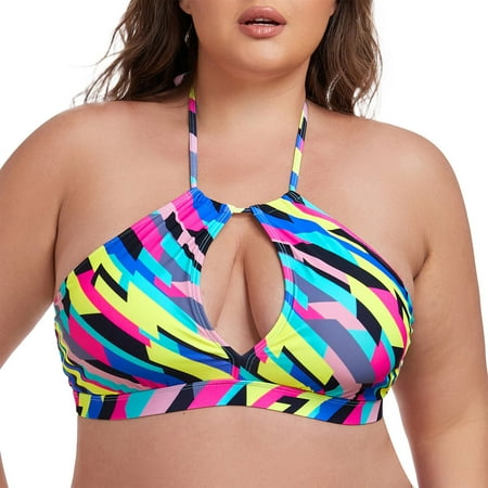 Ocean Blues Women’s Plus Size Cutout V Neck Strings Halter Bikini Top Size XXL