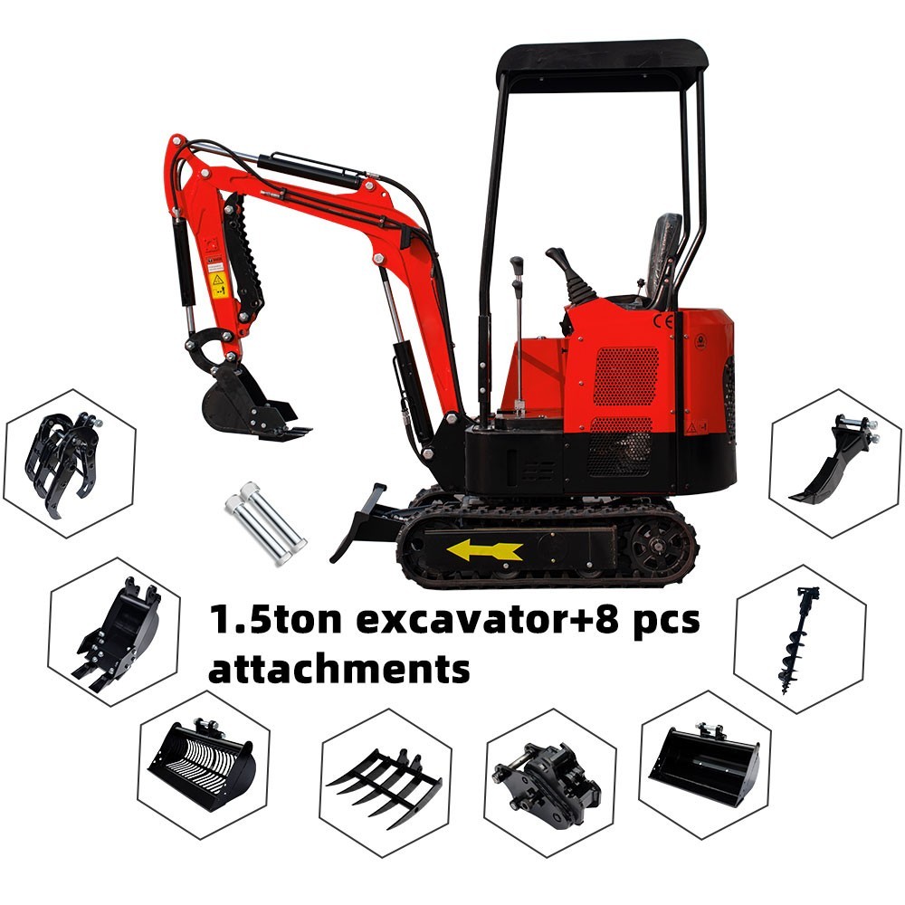 EPA Certified Mini Excavator Include 8 Attachments Tracked Digger B&S Gas Engine