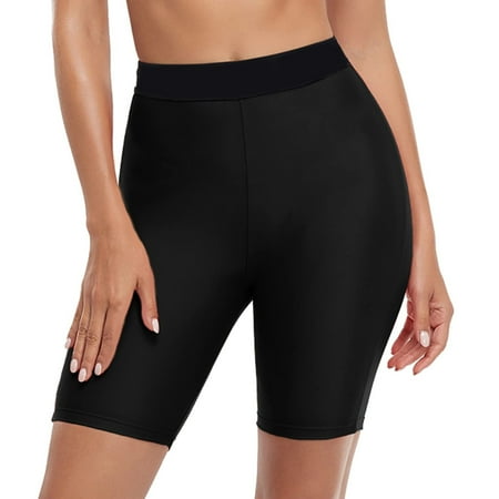 Rigardu swim shorts women Women Plus Size Swim Pants High Waist Swim Shorts Swimsuit Bottom Board Shorts Black+L