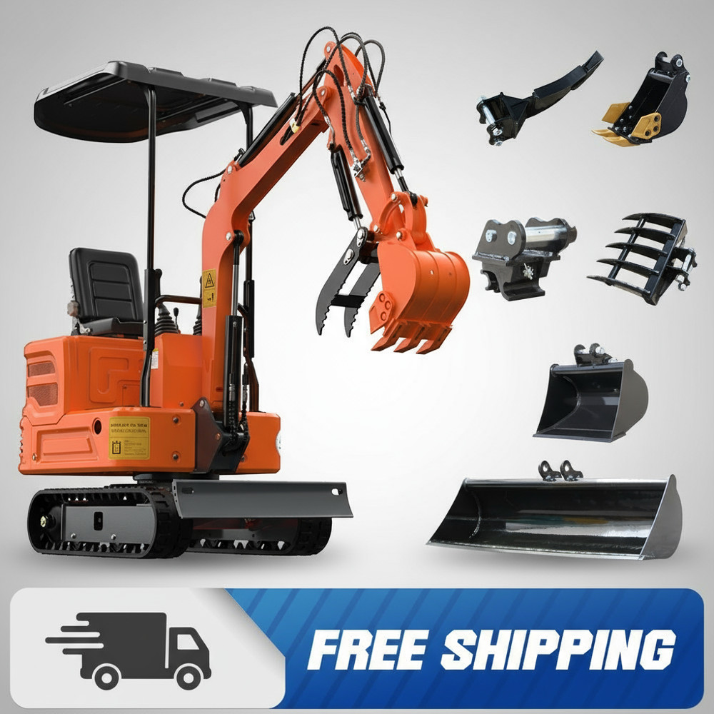 1TON Tracked Mini Excavator-13.5Hp B＆S Engine，+6 Attachments ，EPA IN USA STOCK
