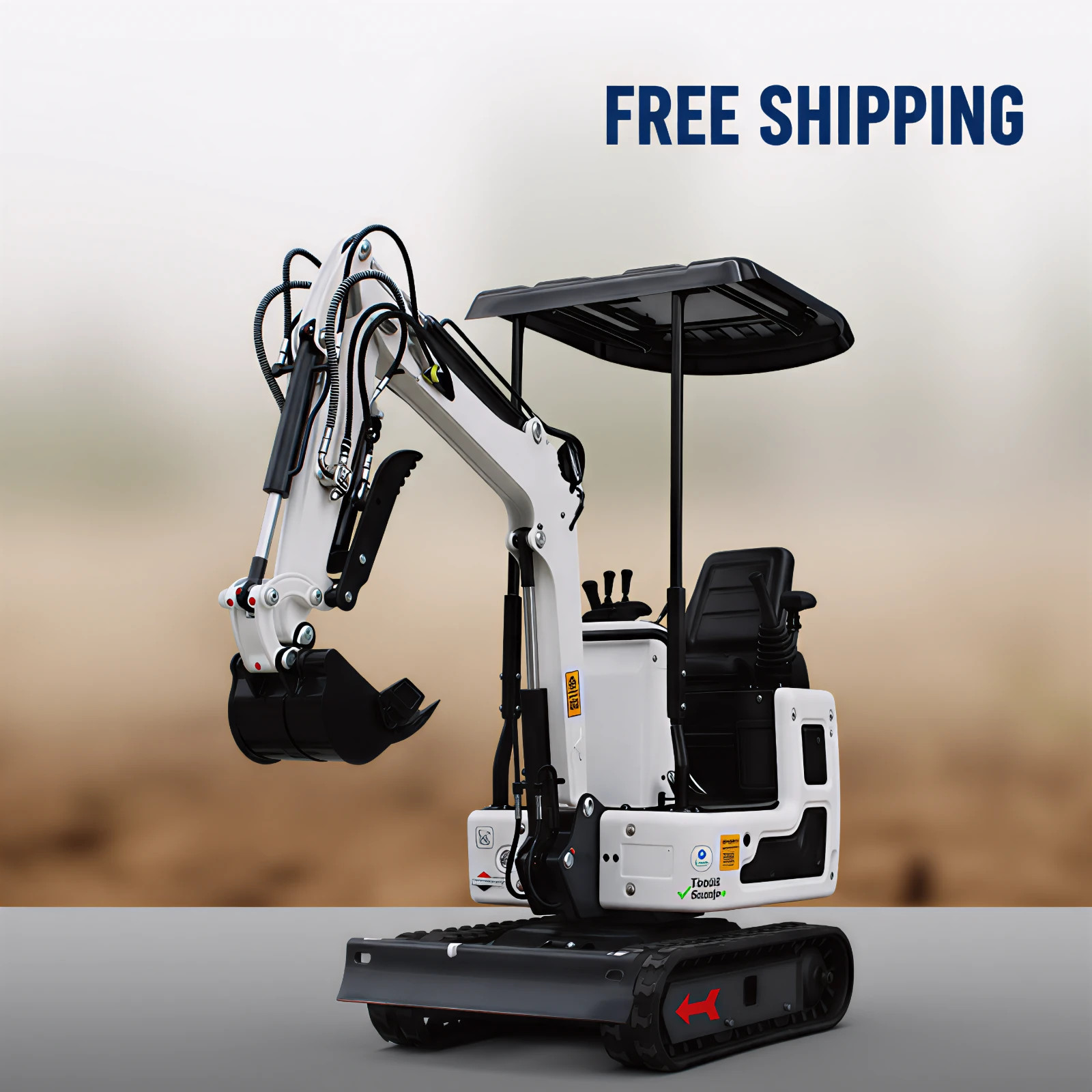 EPA Certified 1.5 Ton Zero Tail Swing Mini Excavator w/ Dozer & Rubber Tracks