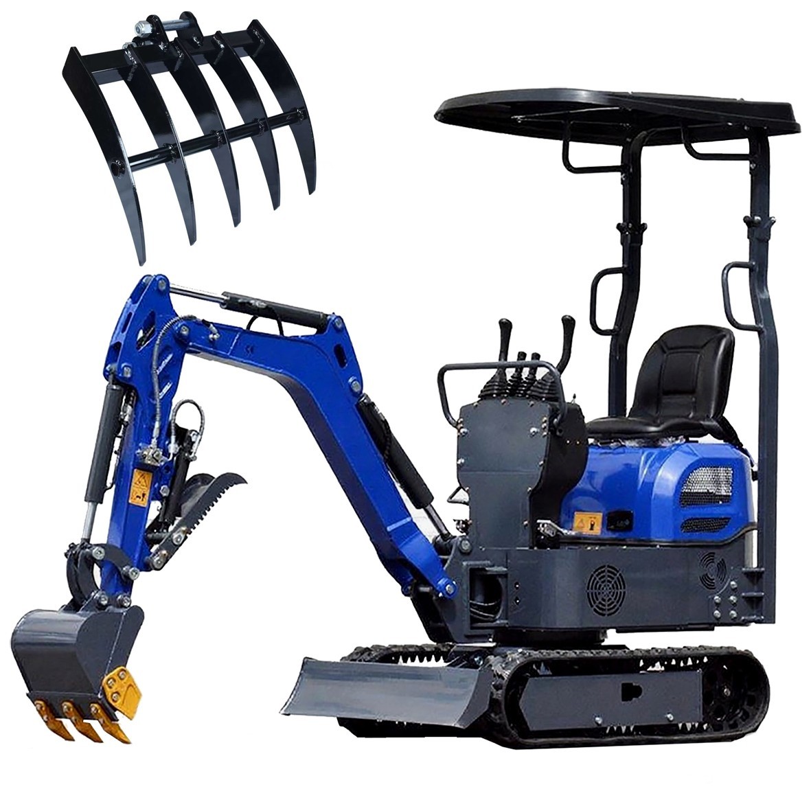Mini Excavator 1 Ton 13.5hp Gas Tracked Crawler B&S EPA Engine+Free Rake