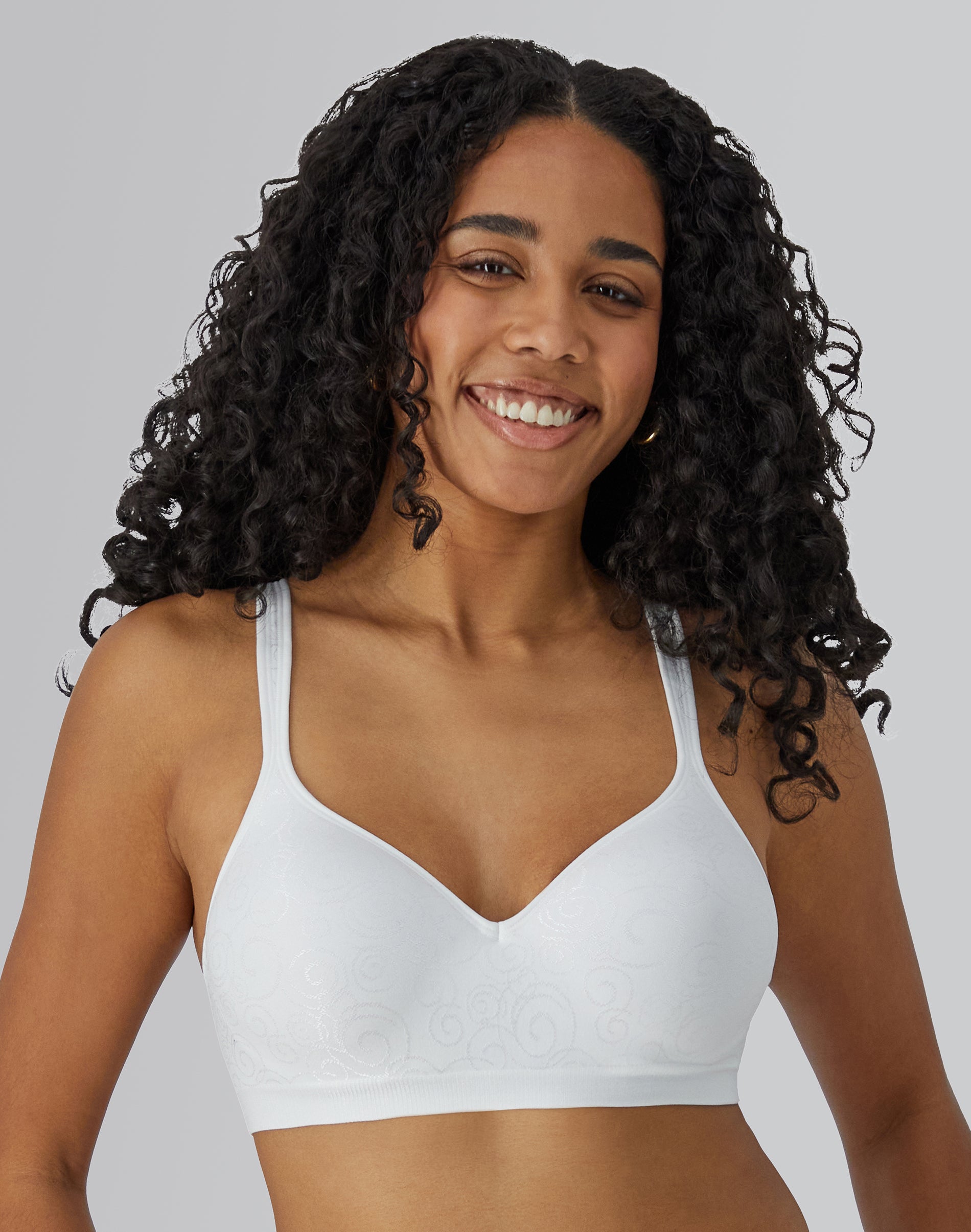 Bali Comfort Revolution Wireless Bra White Swirl 38D Women’s