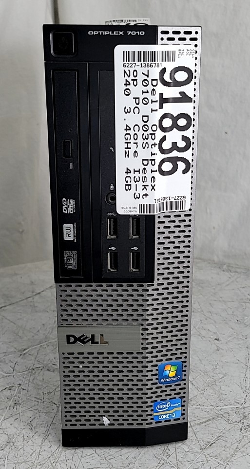 Dell Optiplex 7010 D03S Desktop PC Core I3-3240 3.4GHz 4GB SEE NOTES