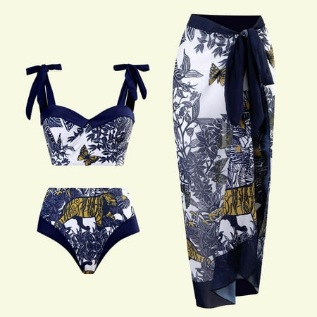 Awdenio Tankini Swimsuits for Women Chiffon Cover Up Beach Sarong Swimwear Beachwear Retro Wrap Maxi Skirt Bathing Suit