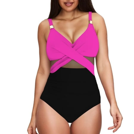 Valueadd Women’s One Piece Swimsuit Metal Modest Bathing Suit Slimming Full Coverage Mesh Swim Suits Valueadd Women’s One Piece Swimsuit Metal Modest Bathing Suit Slimming Full Coverage Mesh Swim Suits