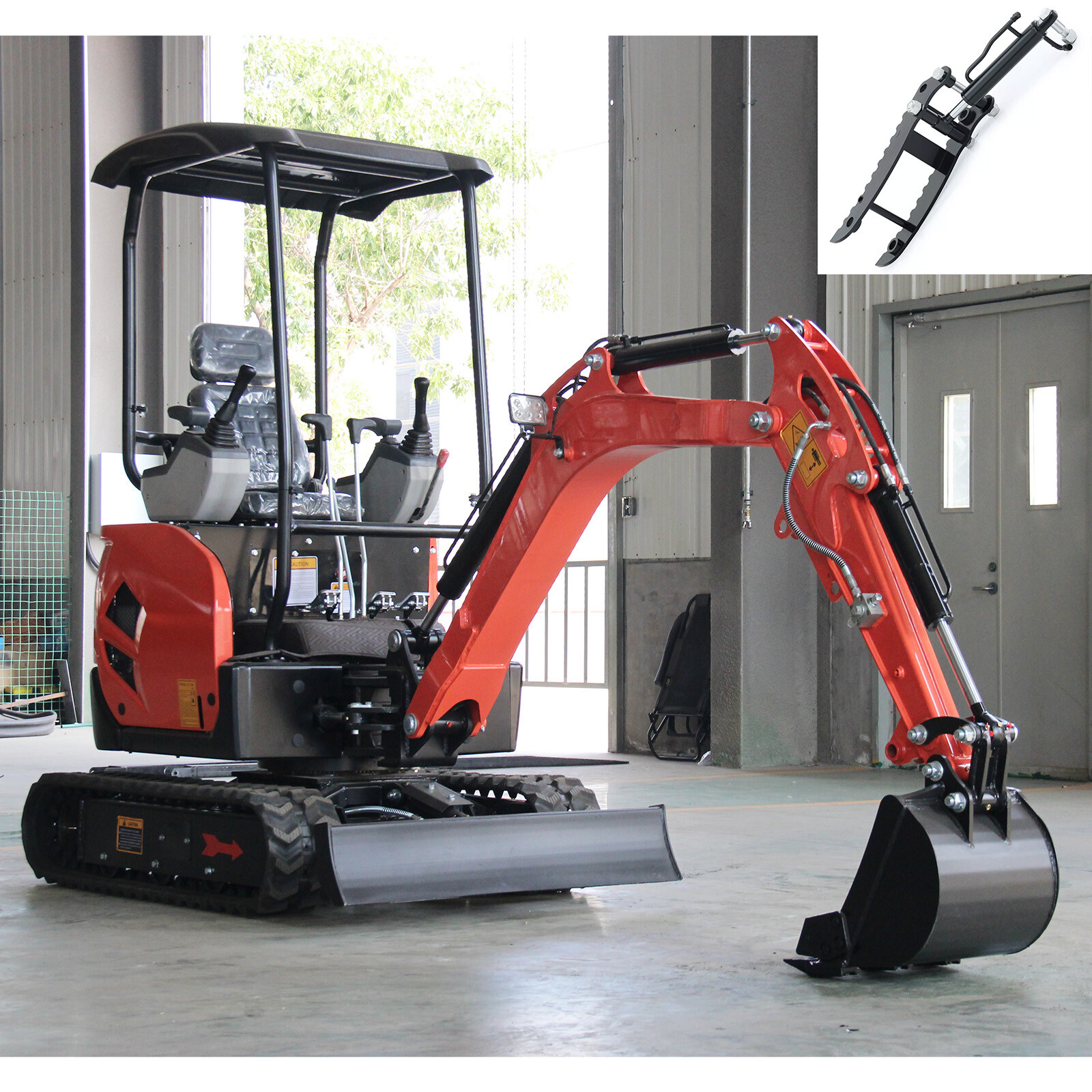 4000 lbs 1.8 Ton Side Swing 24HP EPA KUBOTA Diesel Mini Excavator Cab B&S Digger