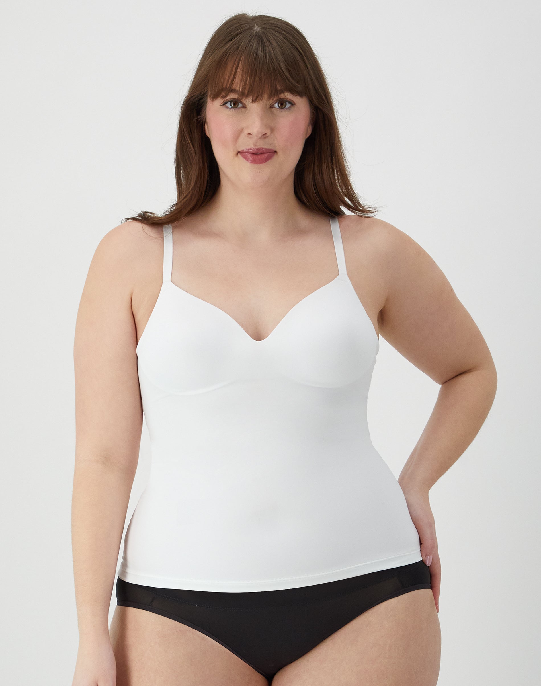 Maidenform Tummy Control Shapewear Cami Tank Top, Built-In Bra White M Women’s
