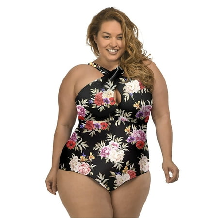 Lysa Women’s Plus Size Kylie Keyhole One Piece Swimsuit 0X 1X 2X 3X