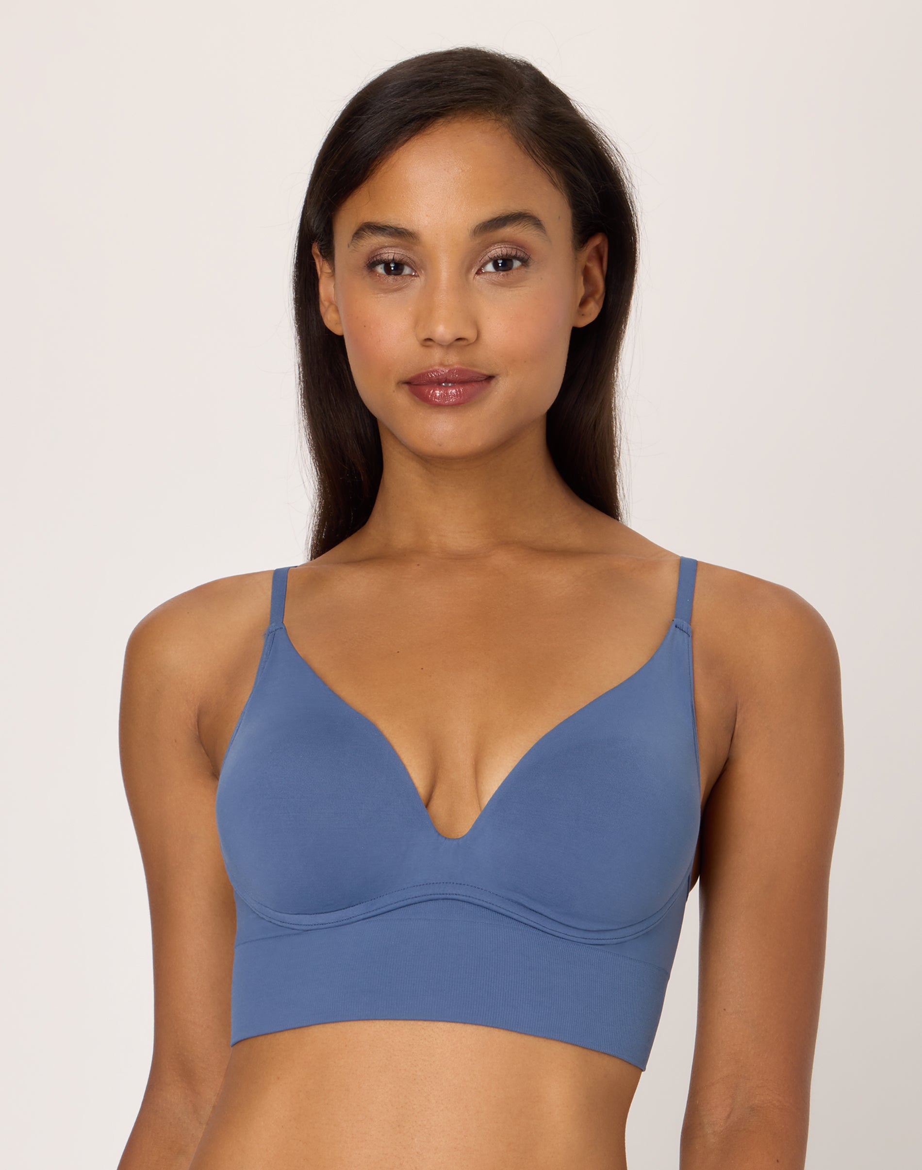 Maidenform M Seamless Push-Up Bra, Convertible Longline Bralette (Plus Size Available) Dungaree Blue Women’s