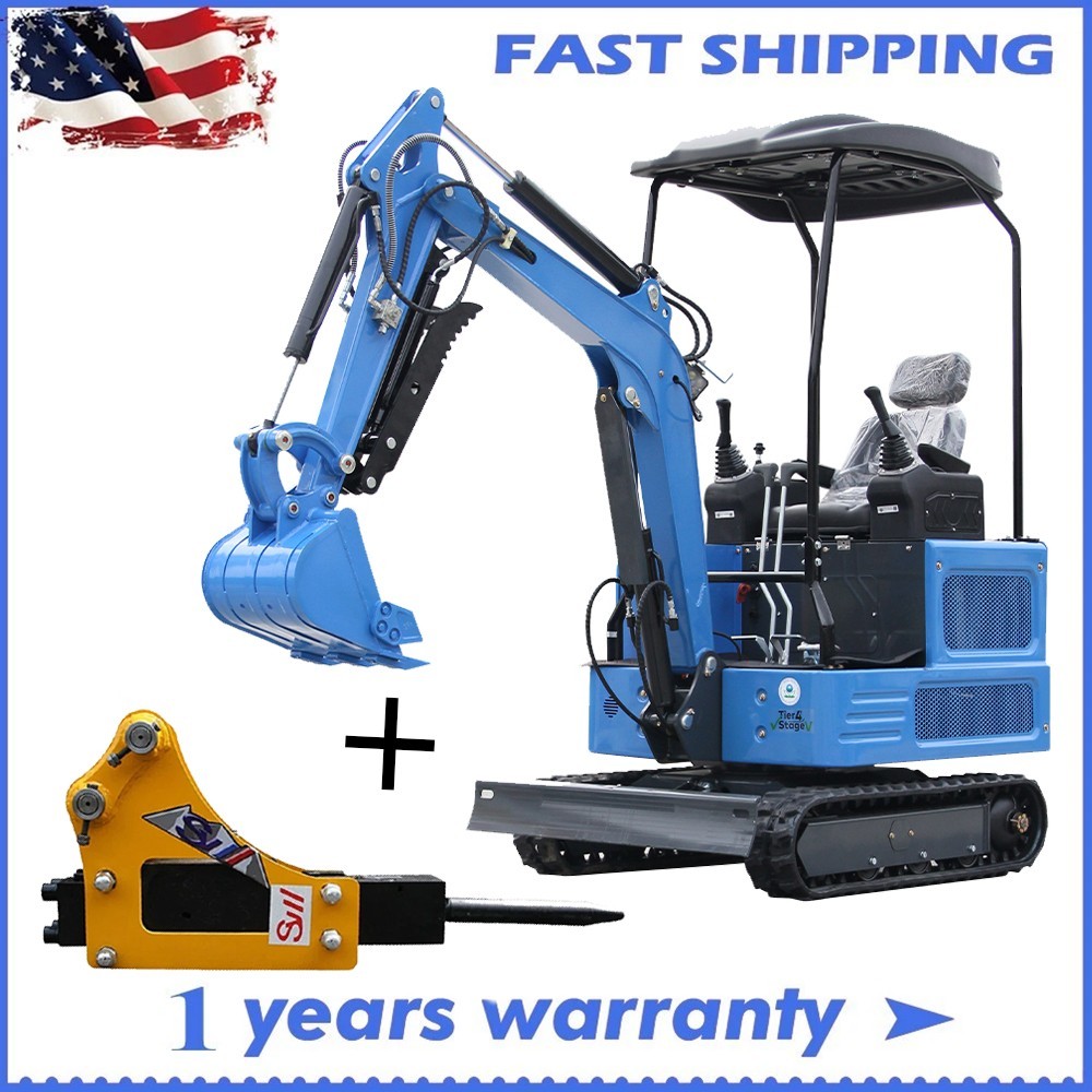4000 lb Mini Excavator KUBOTA Diesel Engine Digger with Breaker Hammer Free Ship