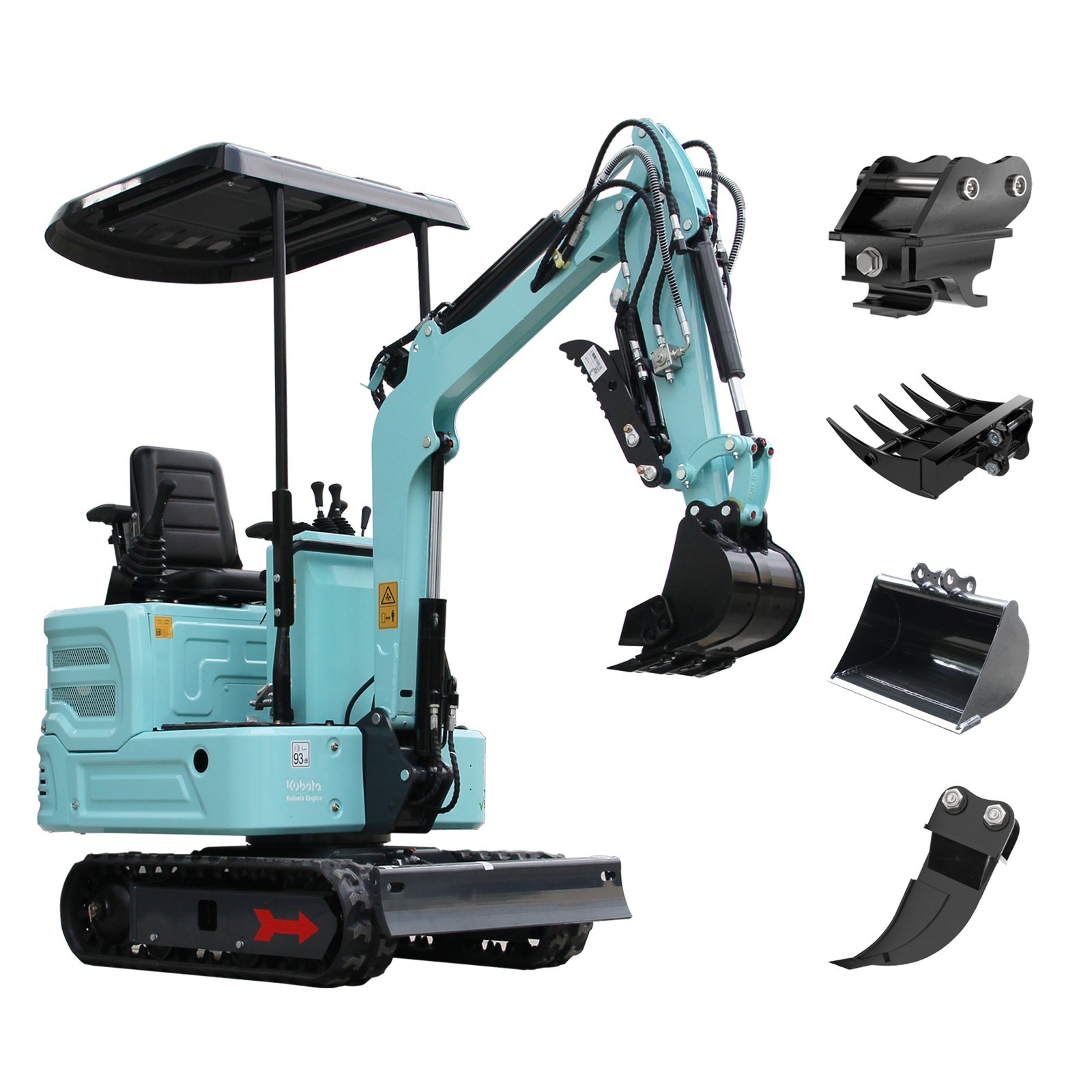 Digger Mini Hydraulic Excavator Garden USA Stock Tracked 13.5HP+4 Attachment