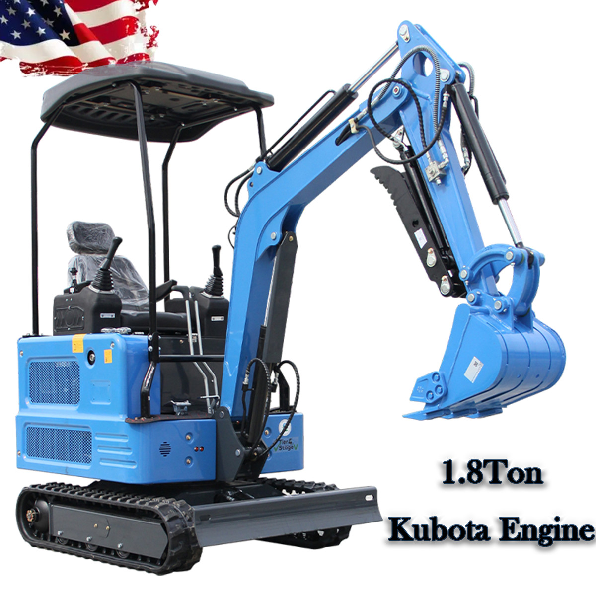 1.8Ton Mini Excavator Kubota Diesel Engine 4,000 lbs Diggers Hydraulic Thumb USA