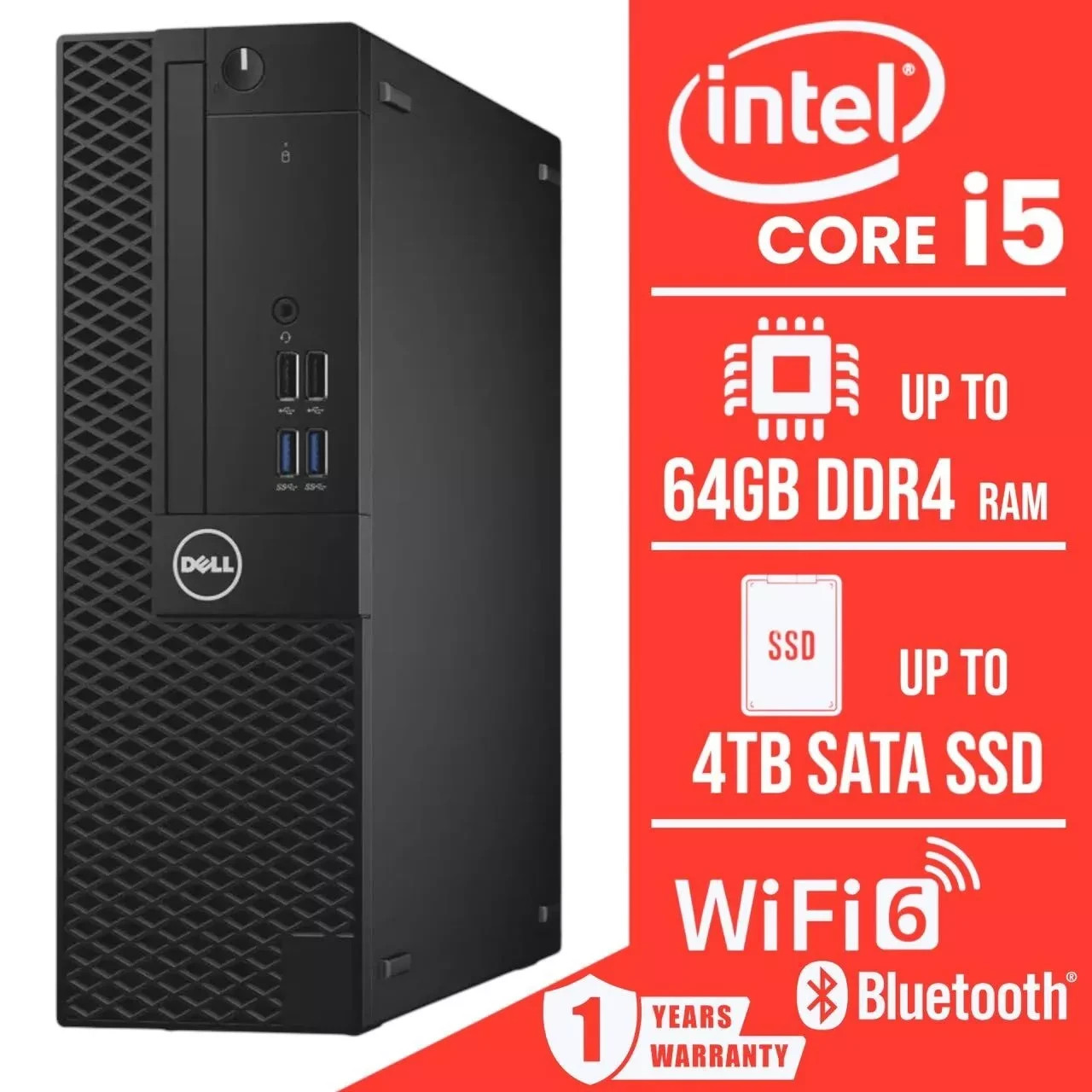 Dell Desktop Computer SFF PC i5, upto 64GB RAM, 4TB SSD, Windows 11 Pro, WIFI BT