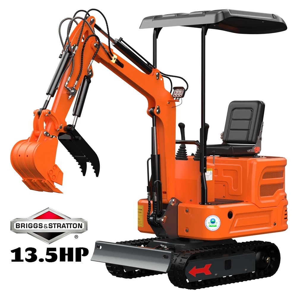 NEW 1 TON Mini Excavator 13.5HP B&S EPA Engine Hydraulic Thumb Free Shipping