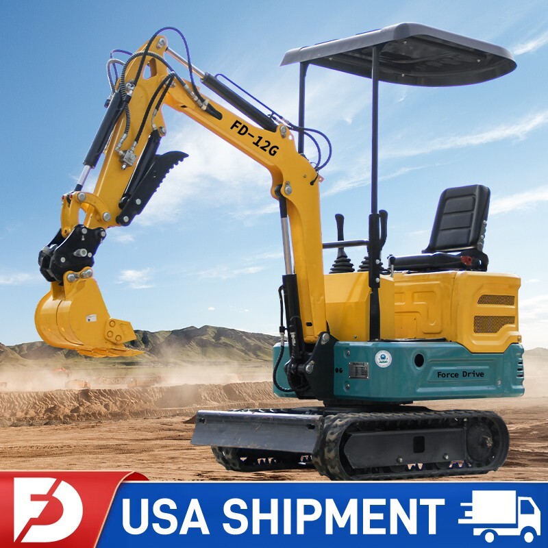 Free shipping 1TON mini excavator 13.5HP gasoline powered equipped with hydrauli
