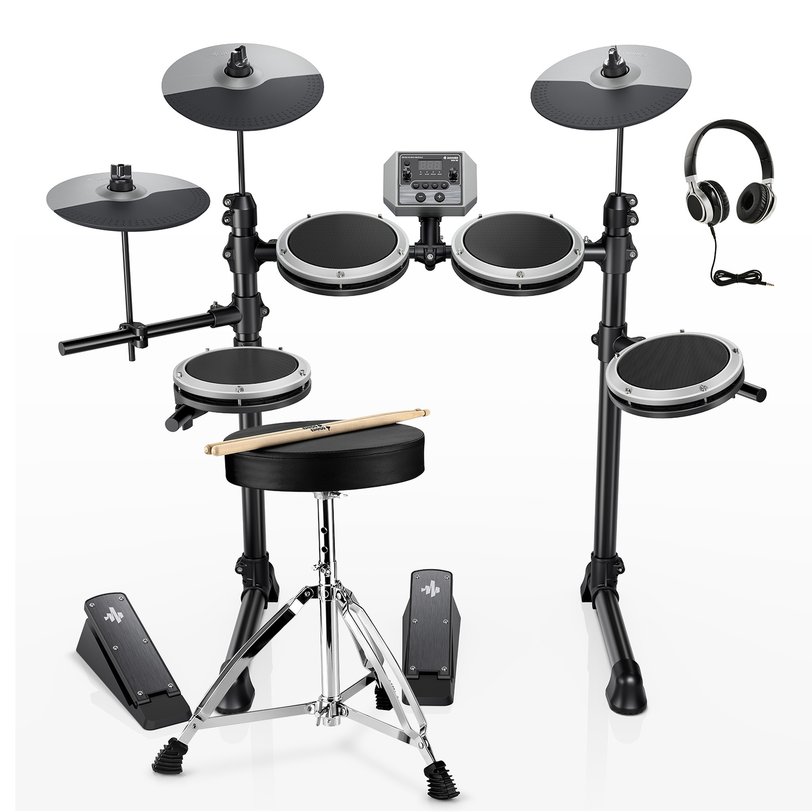 ????Donner DED-80 Electric Drum Set Mesh Pad With Headphones Throne Online Lessons
