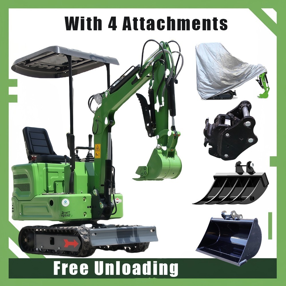 Mini Excavator 1Ton Small Digger B&S Gas Engine with Attachments Excavator Cover