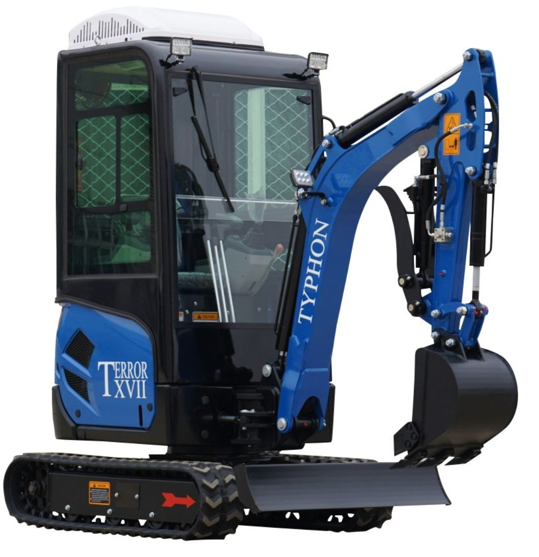 4,000 lb TYPHON TERROR XVII Cabin Mini Excavator Rubber Track with Kubota D902