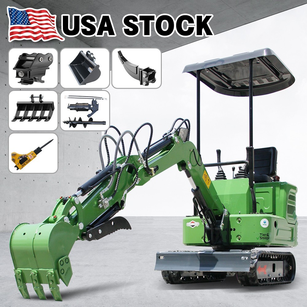 1Ton 13.5HP Mini Excavator B&S EPA Engine Tracked Crawler Hydraulic Digger HOT
