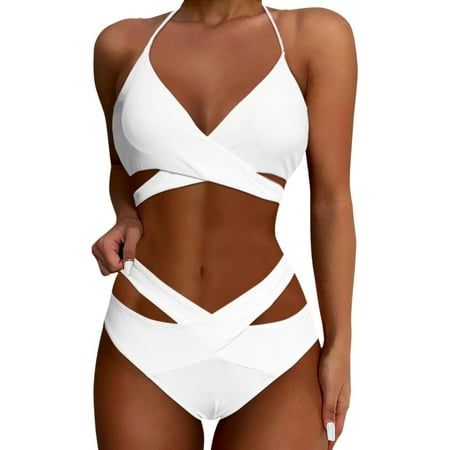 Lojoutye 2025 NEW Swimwears Tankinis Set Two Piece Bikini Sets Womens Swimsuit Size 16 for Women High Waisted Womens Board Shorts for Swimming Long Bikini Push Up Swimsuit Teen Swimsuit Girls Wra