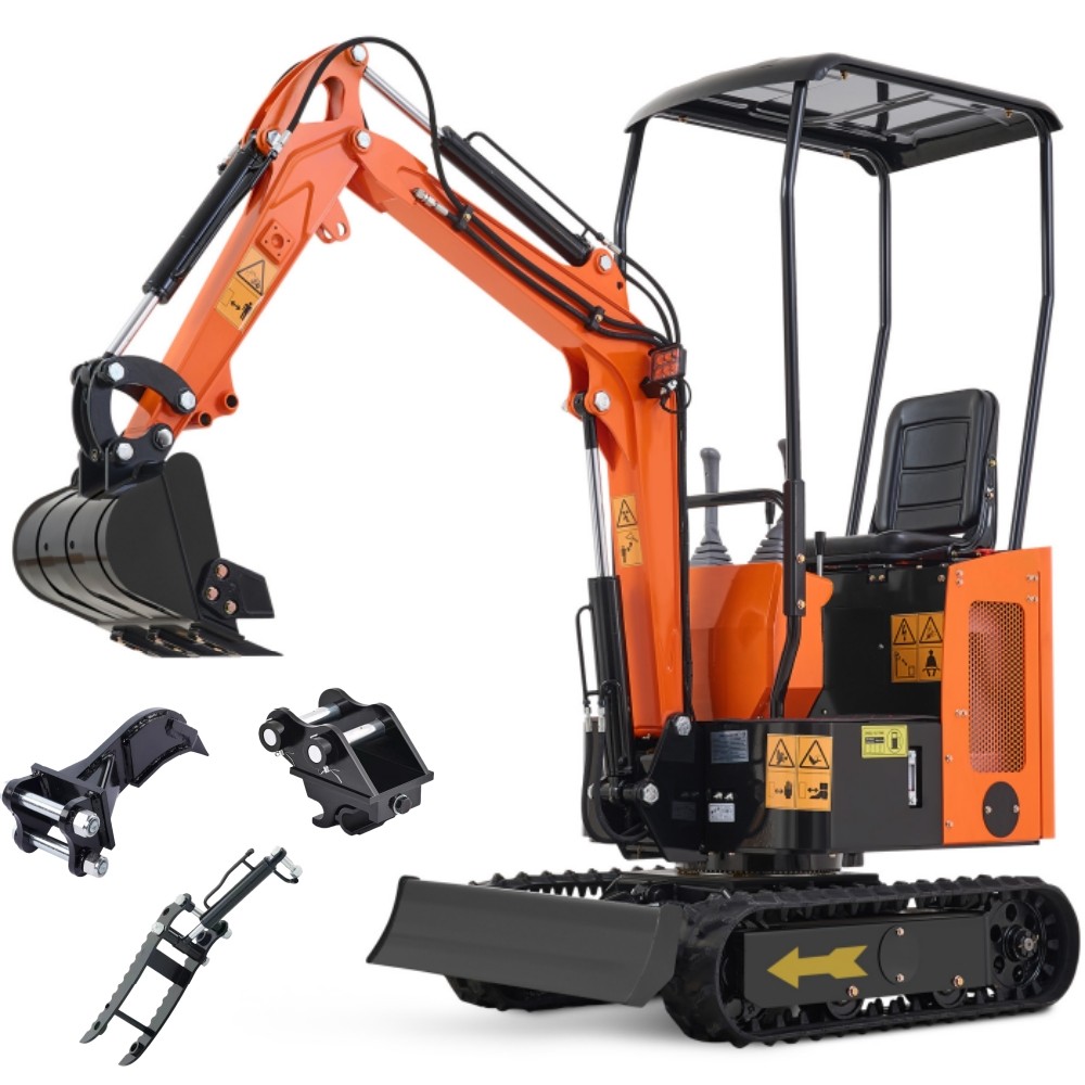 CREWORKS 1.1T 13.8HP Mini Diesel Excavator Crawler Digger Kubota D722 Engine