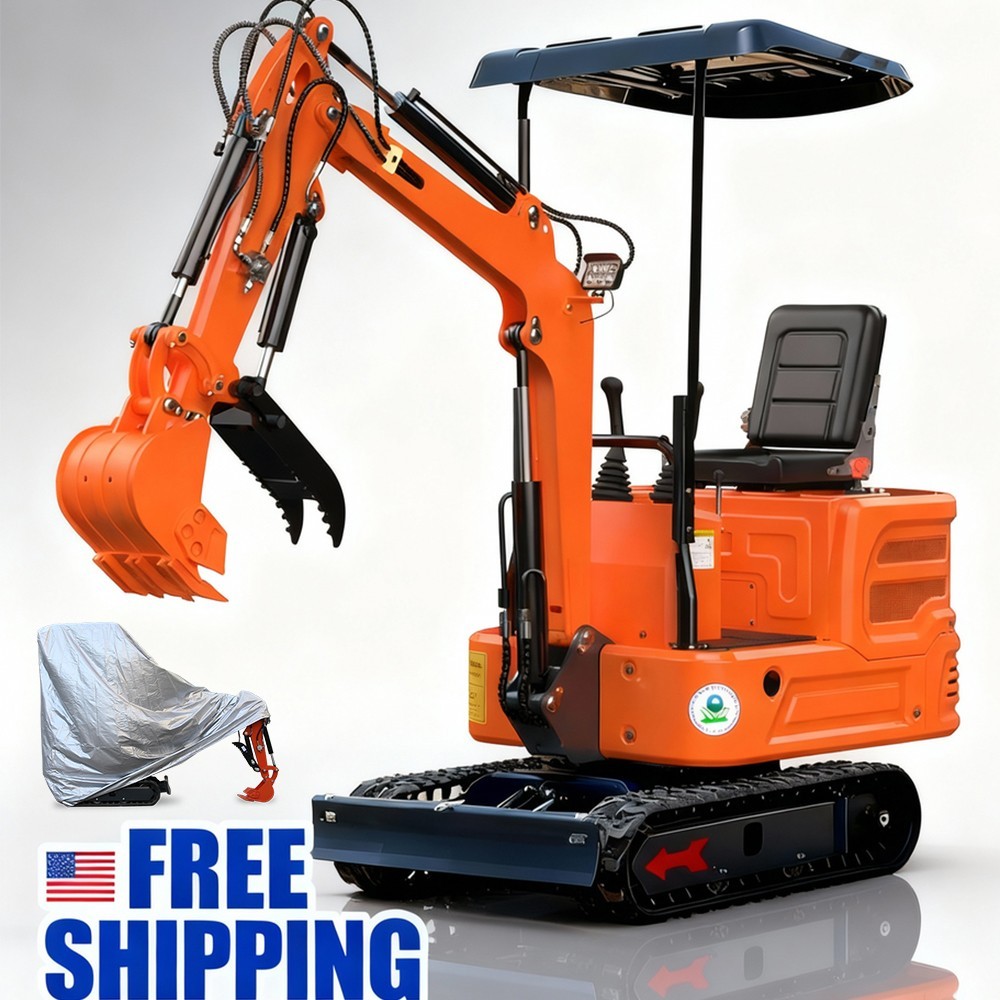 13.5HP Mini Excavator 1 TON B&S EPA Engine Hydraulic Thumb+RAINCOAT Free Ship