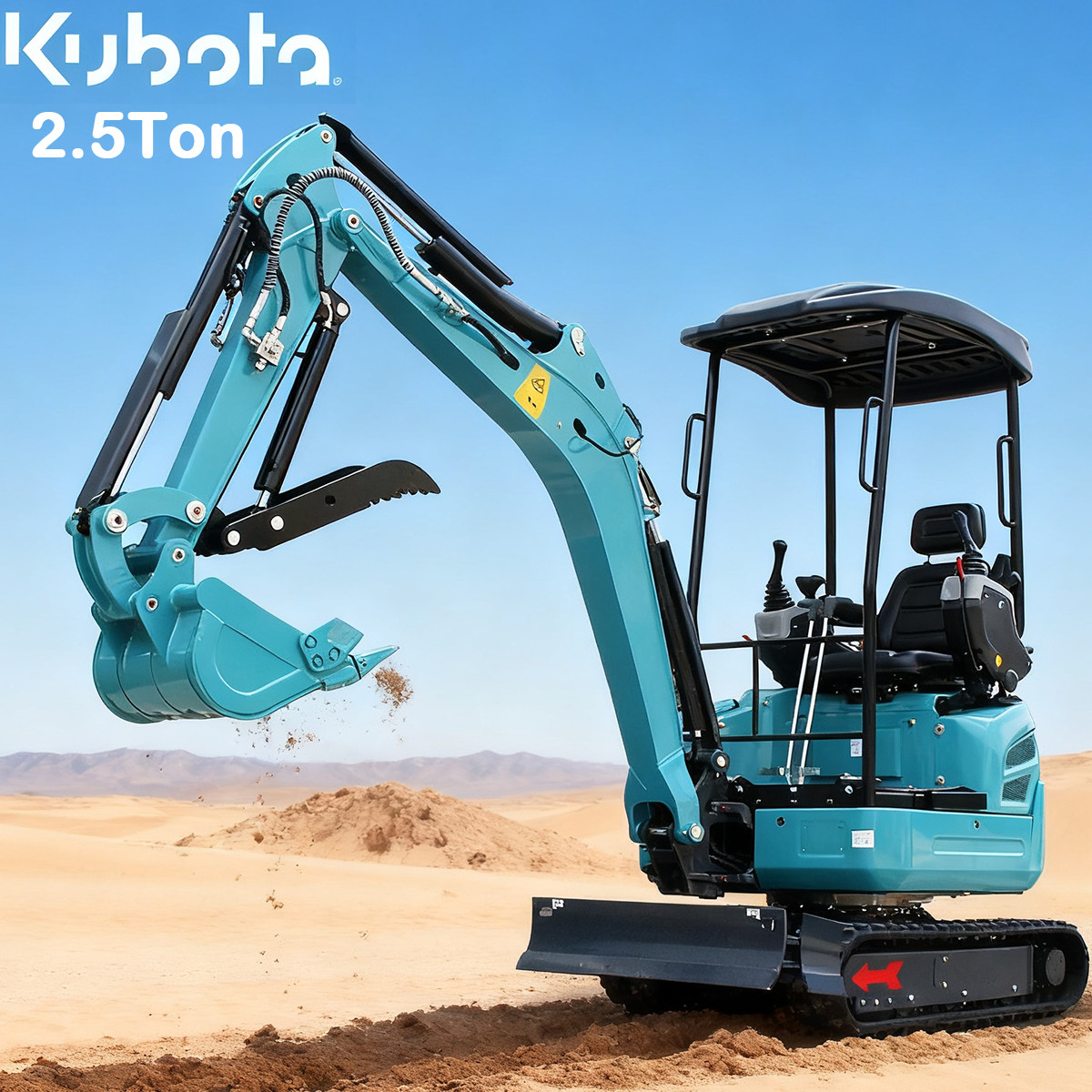 5500lb Mini Excavator Side Swing KUBOTA Diesel Engine with Retractable Tracks