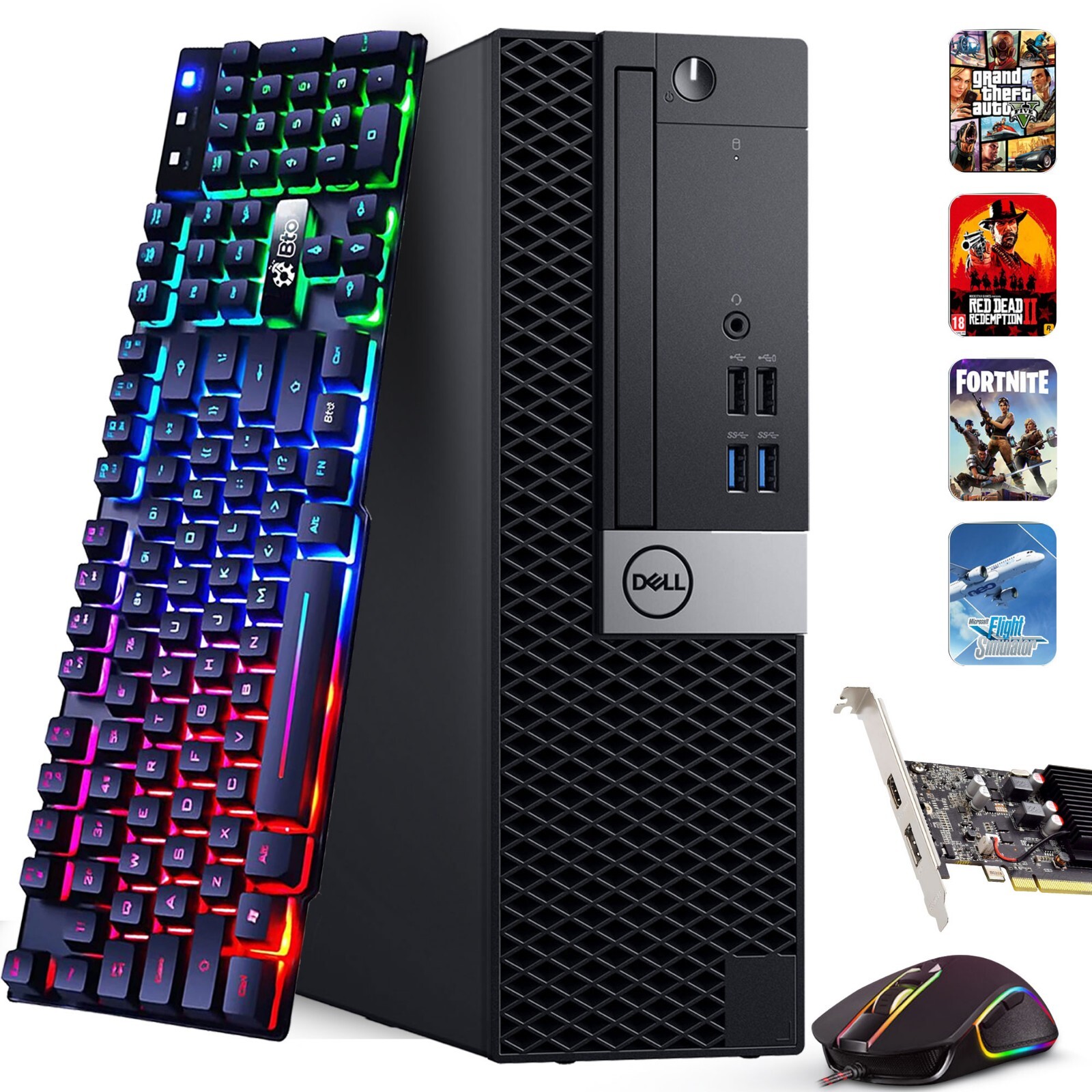 Dell SFF Gaming Desktop PC Intel i5-6500 16GB 256GB  Nvidia GT 1030 WiFi Win 11