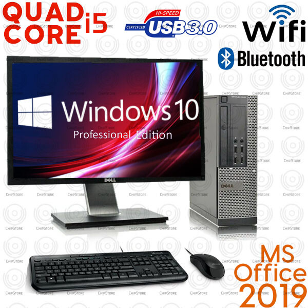 Dell Desktop Computer QUAD CORE i5 16GB RAM 2TB 512GB SSD WINDOWS 10 PC 24″ LCD