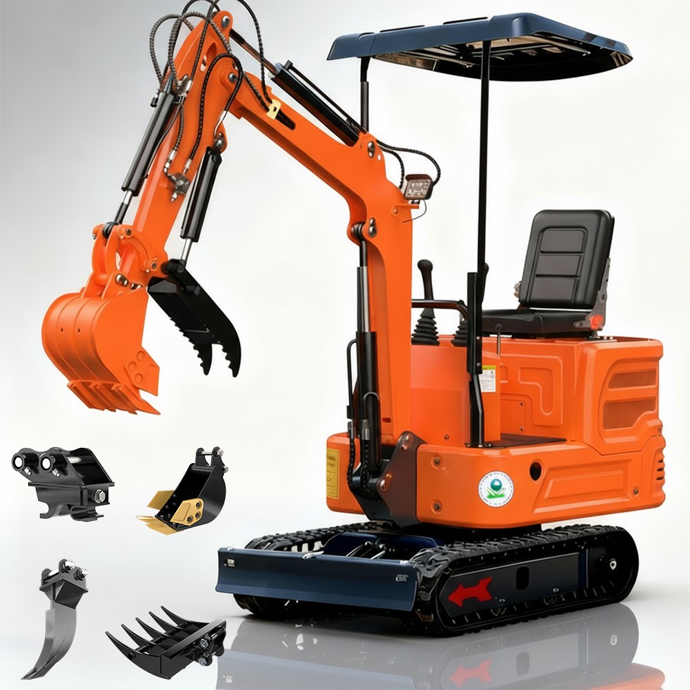 Free Shipping 13.5HP Mini Excavator 1 TON B&S EPA Engine Hydraulic Thumb Digger