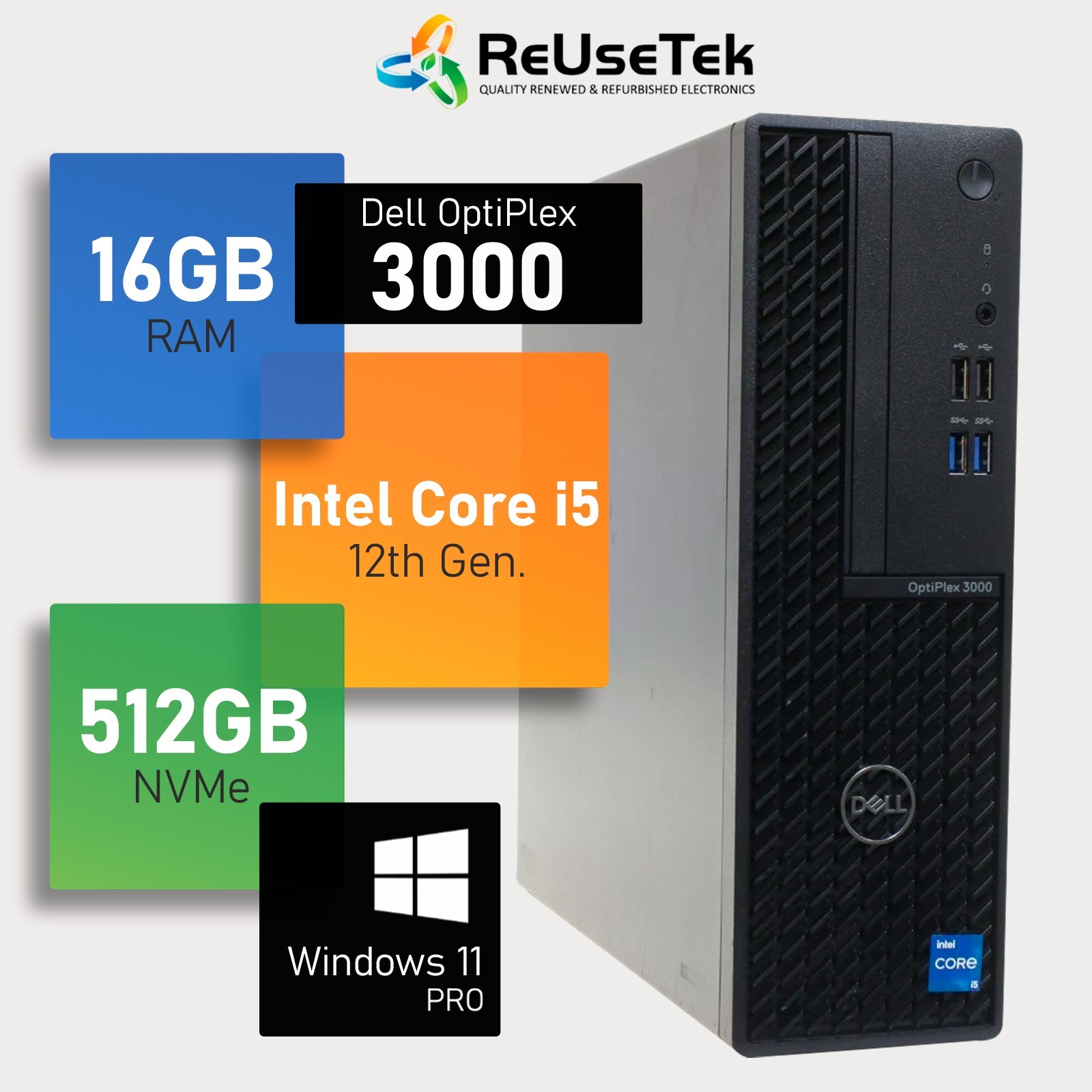 Dell OptiPlex 3000 SFF Intel i5-12500 4.00GHz 16GB RAM 512GB NVMe SSD Win 11 Pro