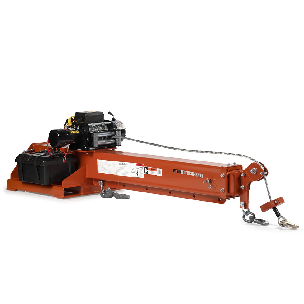 Titan Fork-Mounted Adjustable Hoist Jib Boom Crane with Electric Winch