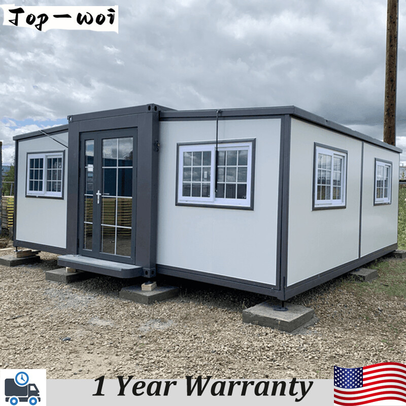 19ftx20ft Expandable Prefab Mobile House w/ Cabinet Mobile Home Container Homes