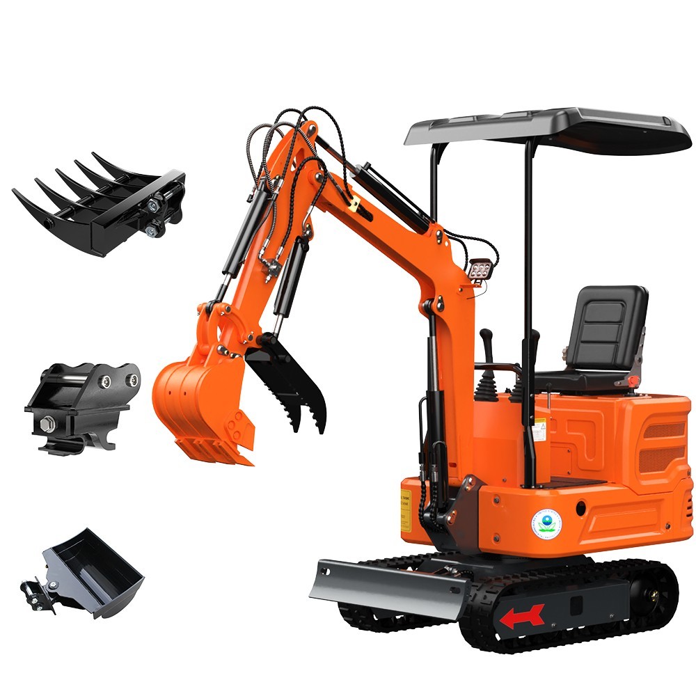 13.5HP Mini Excavator 1 TON B&S EPA Engine Hydraulic Thumb Digger w/3 attachment