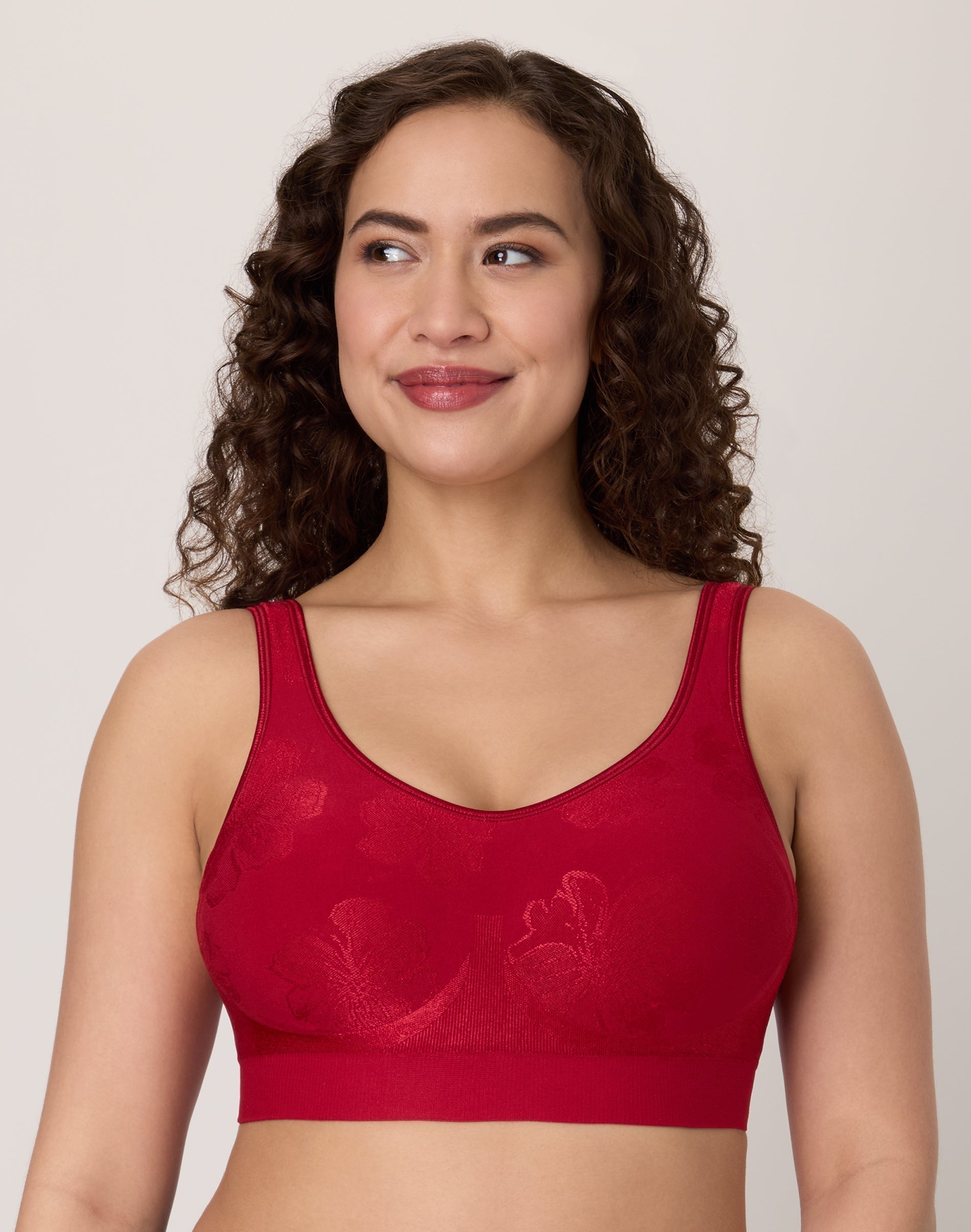 Bali Comfort Revolution ComfortFlex Fit Shaping Wireless Bra Rosy Red Tropic L Women’s
