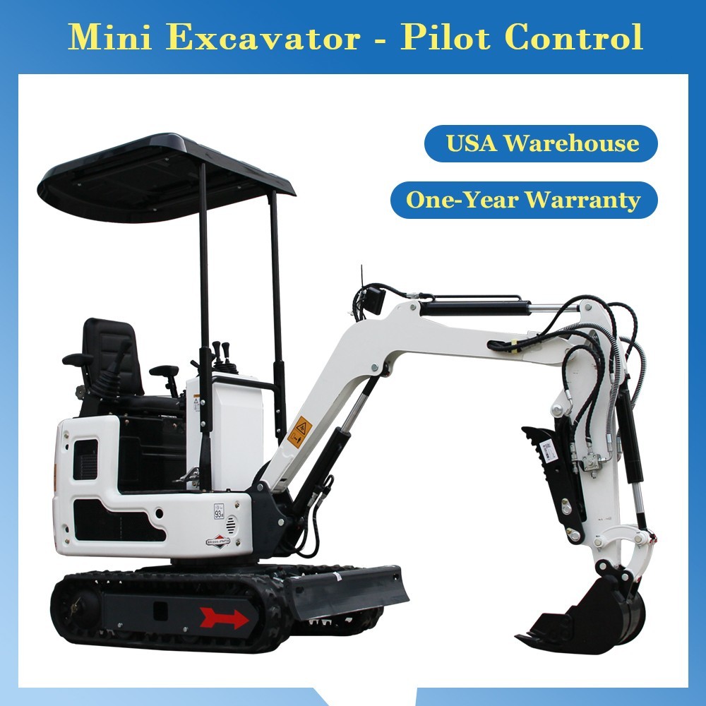 2200lbs Hydraulic Mini Excavator  Track Digger Pilot Control B&S Gasoline Engine