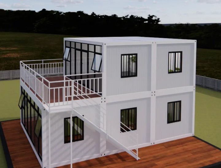 2 Story Glass Walls With Balcony, Kitchen, Bathroom