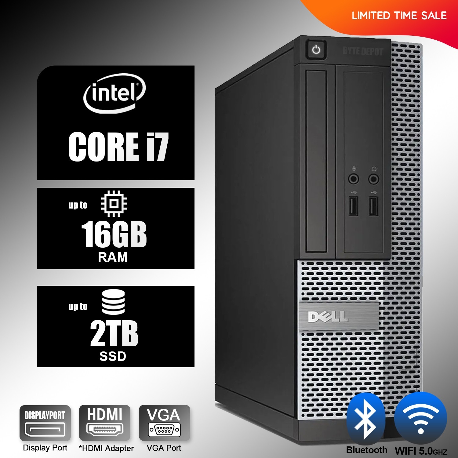DELL Desktop Computer PC i7, up to 16GB RAM,2TB SSD, Windows 10/11 , WiFi